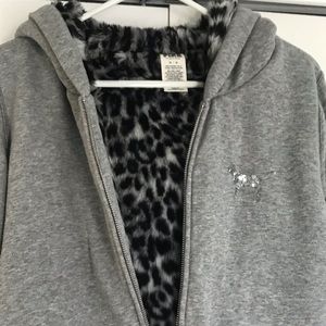 PINK VS zip up hoodie, gray, medium